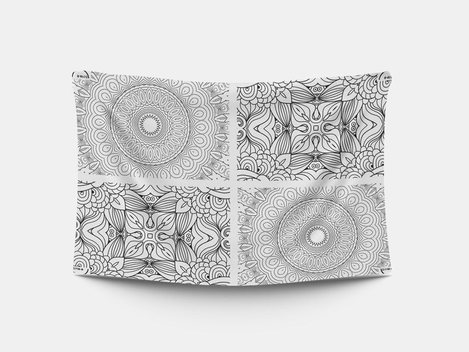 The Mandala Bimoo rectangular coloring tablecloth to soothe people living with early to late-stage dementia.