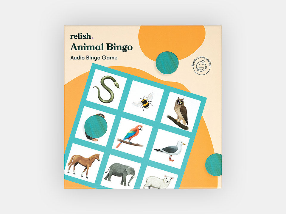 Front of the Animal Bingo Box cover, a game for individuals living with dementia.