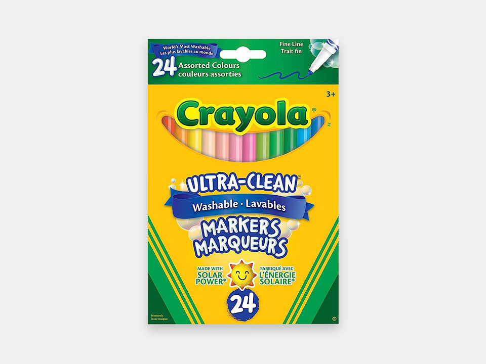 A box of 24 fine line crayola washable markers.