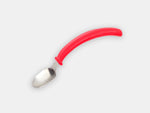The red Ergonomically Curved Spoon from Eatwell