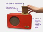 The features of the red Lift Music Player.