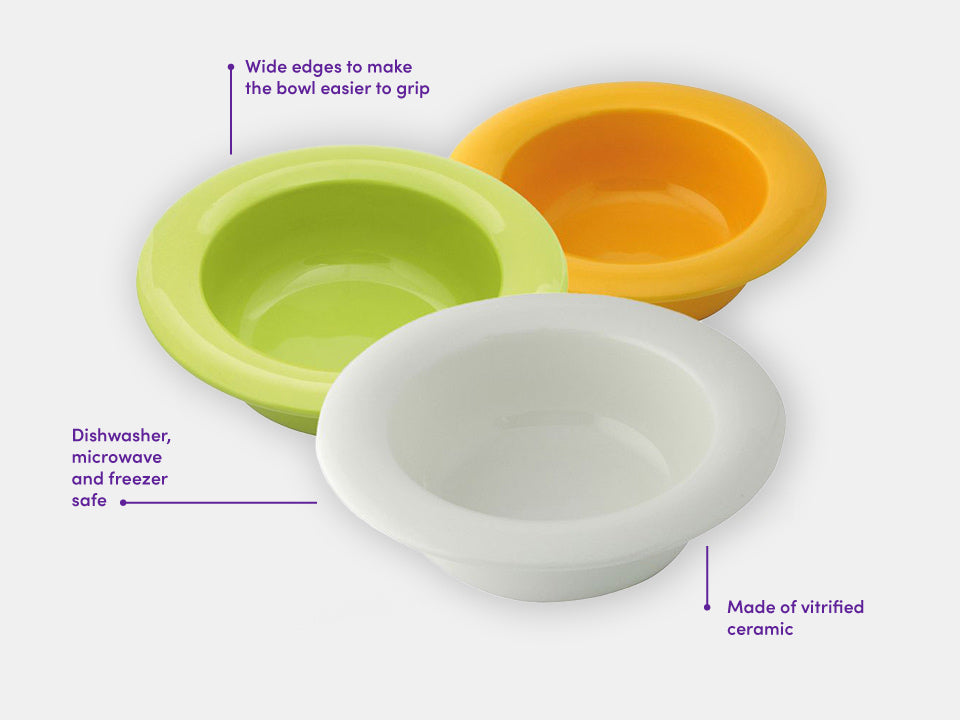 Yellow, Green and White Scoop Bowl by Dignity by Wade