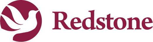 Redstone logo with a dove icon on a white background