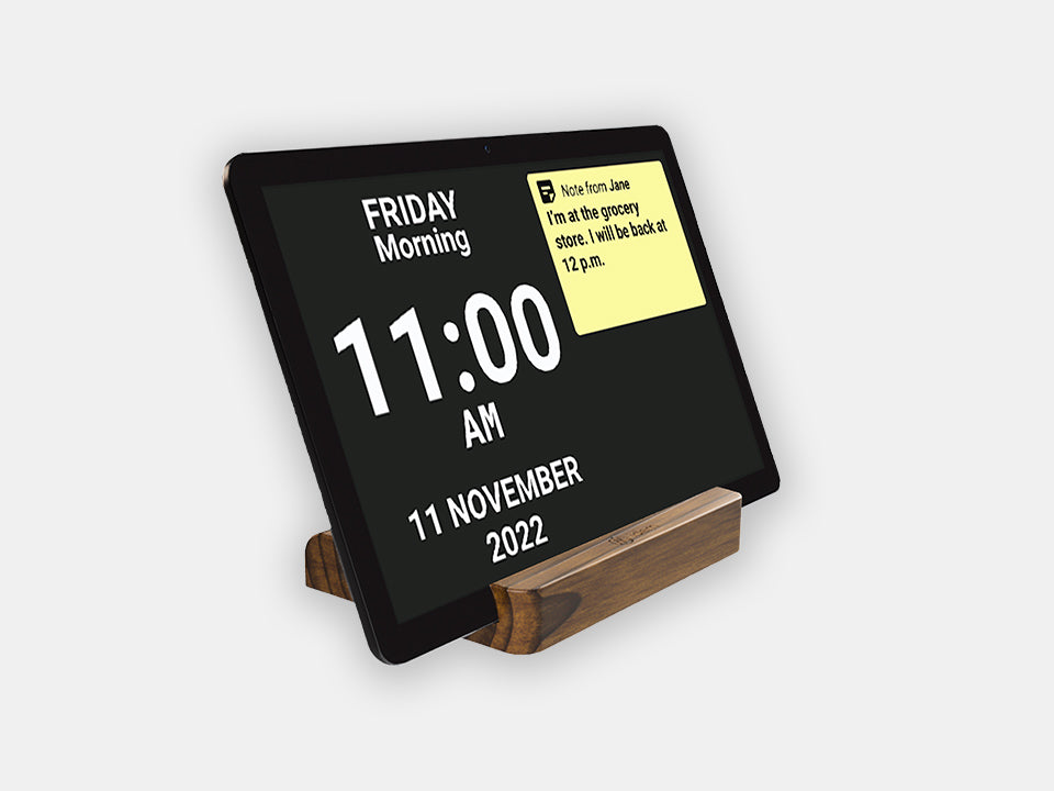 Wooden Idem stand with an Idem clock 
