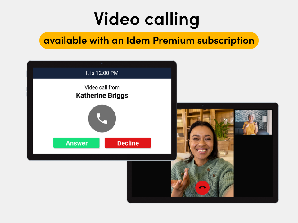 The Idem Clock video calling feature 