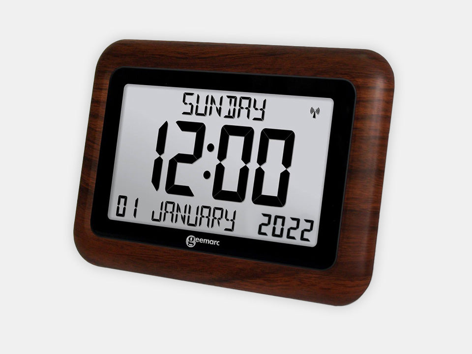 The VISO10 Adapted Wood Clock, seen from the side.