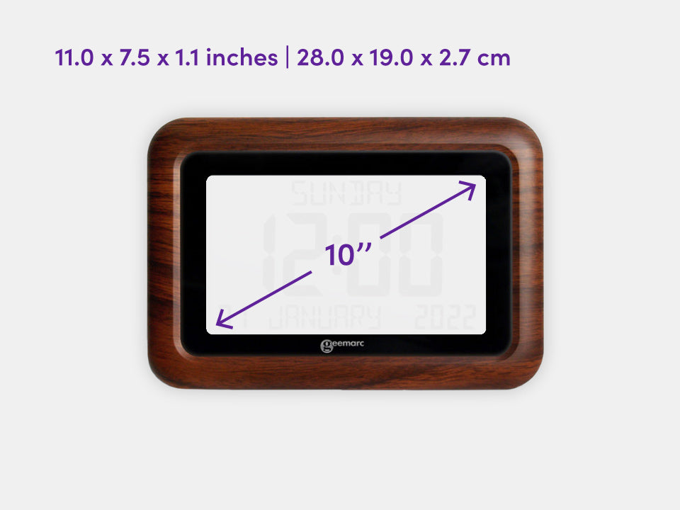 The VISO10 Adapted Wood Clock,with its measurements.