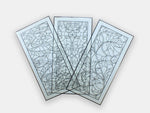The 3 different designs in the accessible art dry-erase transoms for windows set.