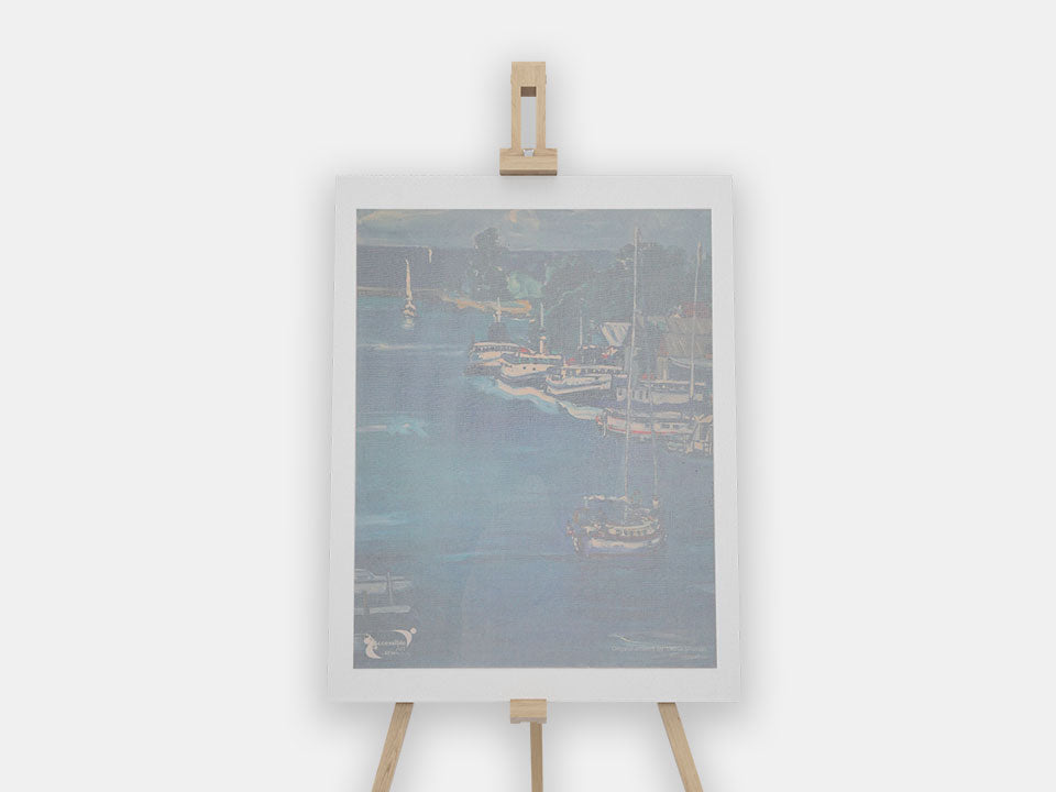 Accessible water reveal canvas for people living with mid to late stage dementia depicting sailboats.