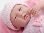 Close-up of the Caucasian Soft Body Baby Doll's face.