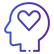 Icon Outline of a head with a heart symbol inside on a white background