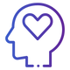Icon Outline of a head with a heart symbol inside on a white background