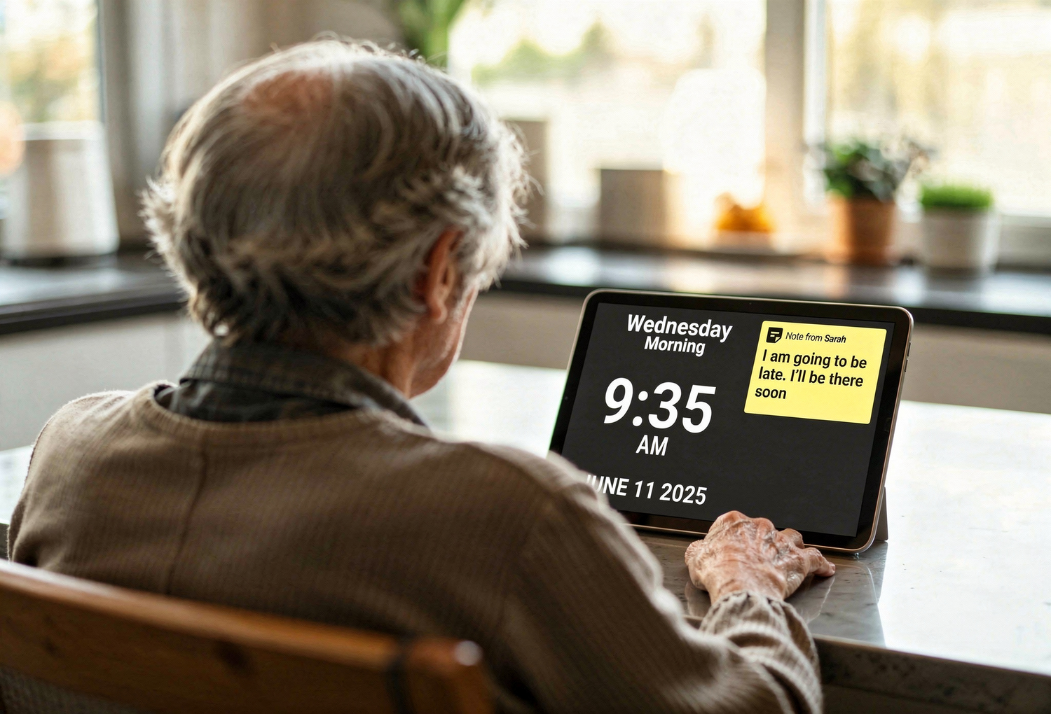 Person using the Idem Clock in a home setting.