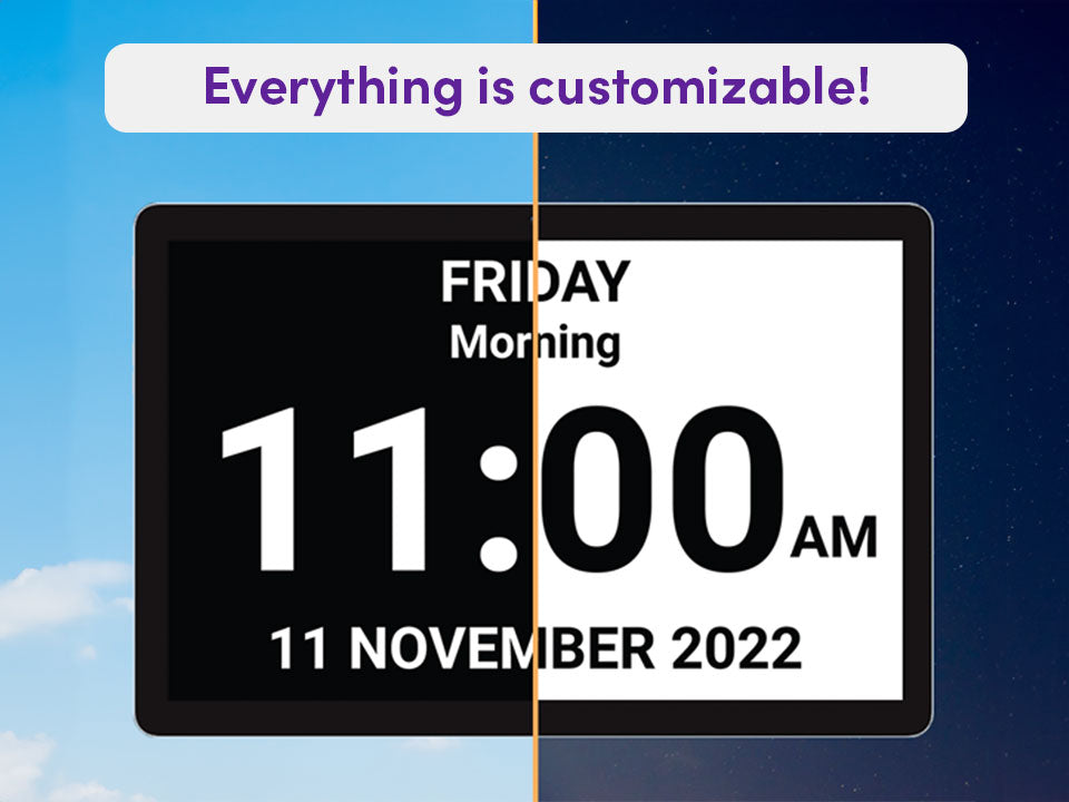 Idem Smart Calendar Clock for people living with dementia, shown to be customizable.