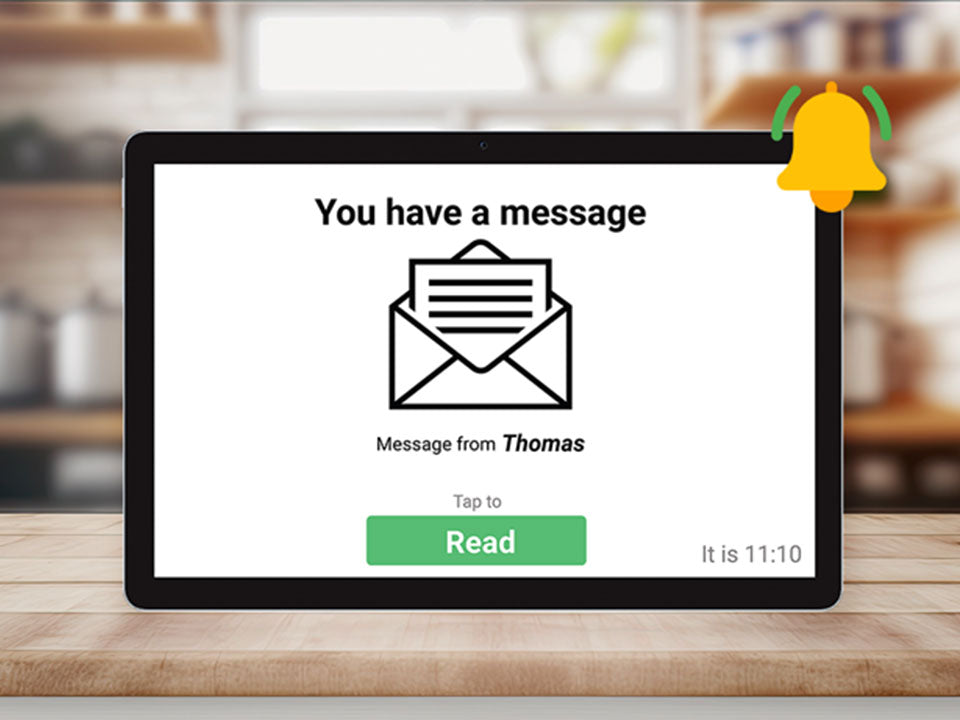 Example of a message received by a caregiver or/and loved one appearing on the Idem Smart Calendar Clock.