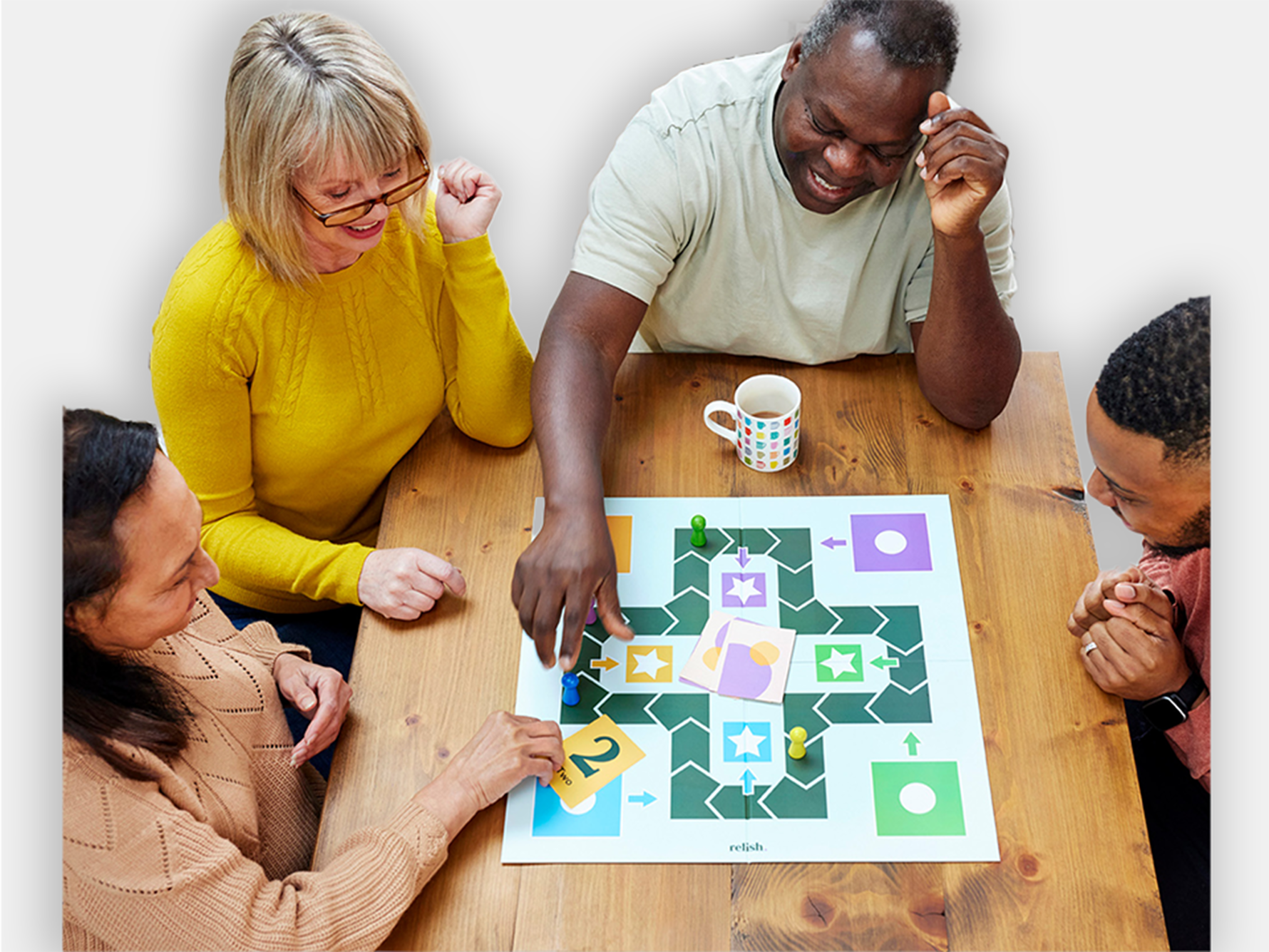 Seniors playing the board game 