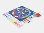 The board and components from the Trivial Pursuit Generation box, including easy to read cards.