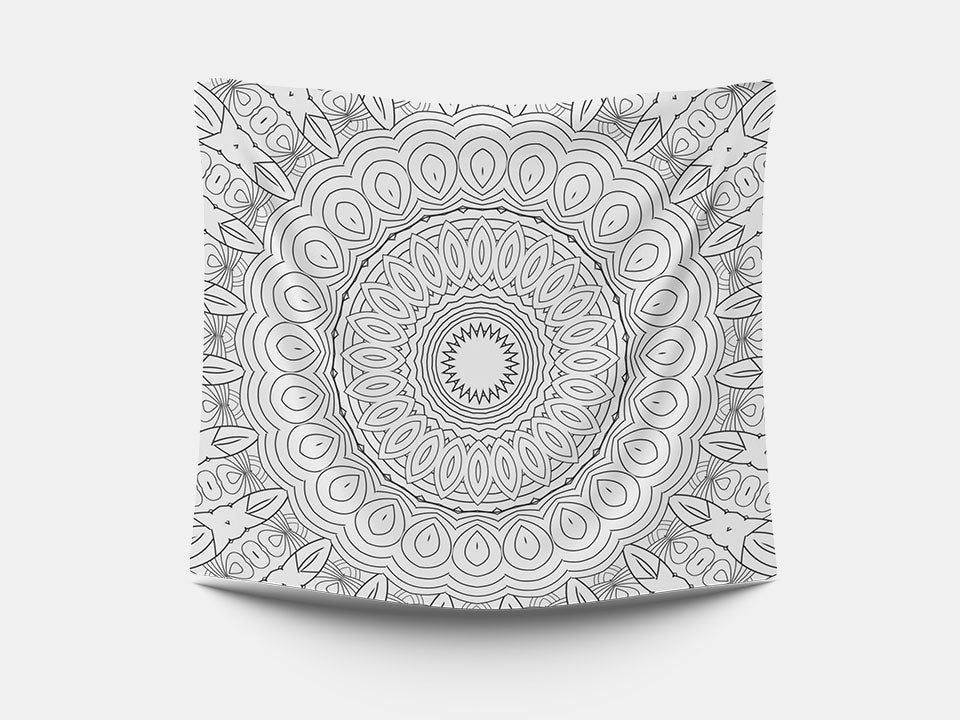 The Mandala Bimoo washable rectangular coloring tablecloth.