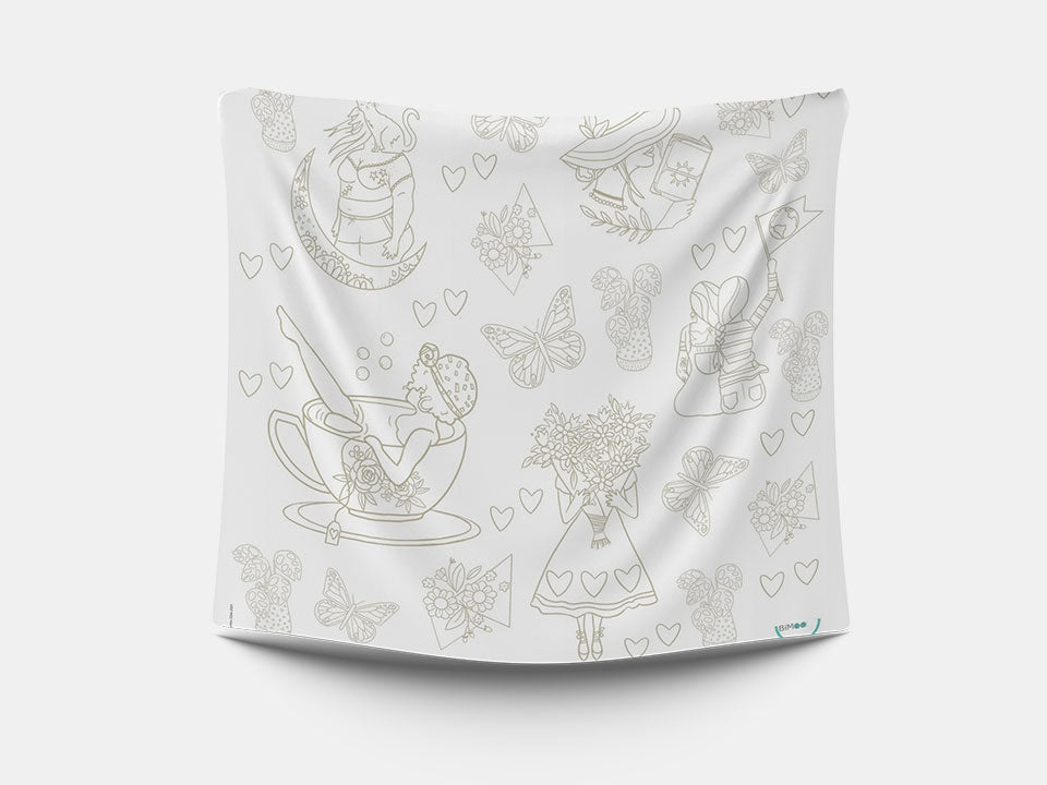 The square Dream Bimoo washable tablecloth that helps soothe people living with dementia.